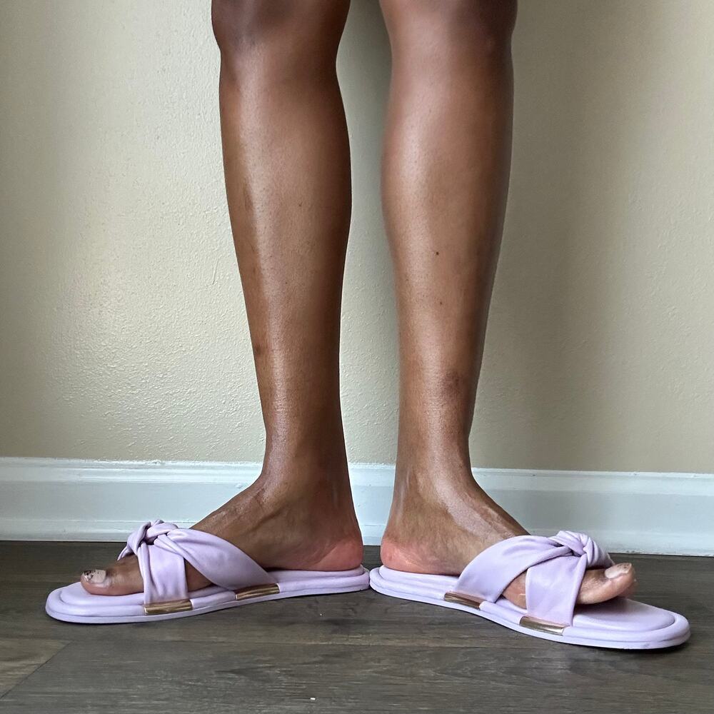 Coach Purple Brooklyn Leather Slides Size 8 - Picture 4 of 14